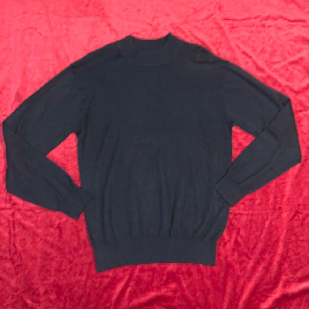 INSERCH Navy/Midnight Blue/Almost Black Mockneck Ribbed Sweater Size Medium